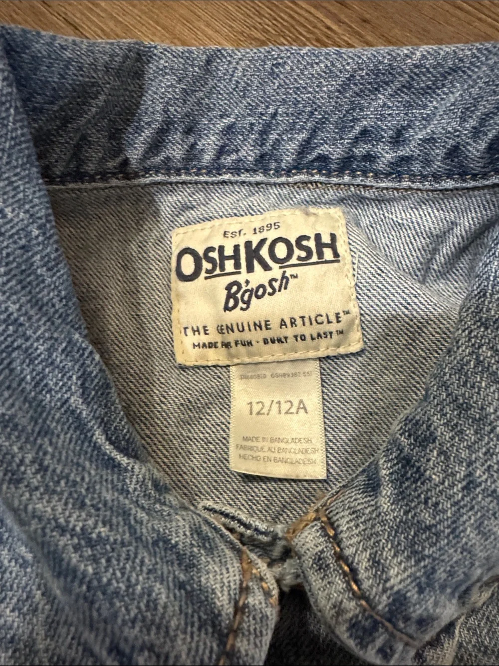 OshKosh B'gosh Light Blue Denim Jacket wish Snaps and Pockets. 12. Like New!